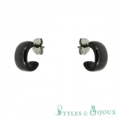 Boucles d'oreilles demi créoles céramique noire