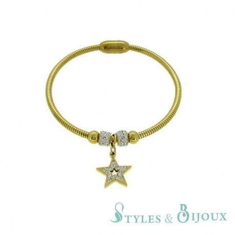 Bracelet acier rigide étoile